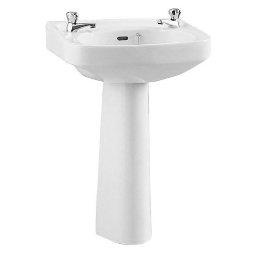 Vitra - Arkitekt 550mm Basin and Pedestal - 2 Tap Hole Large Image