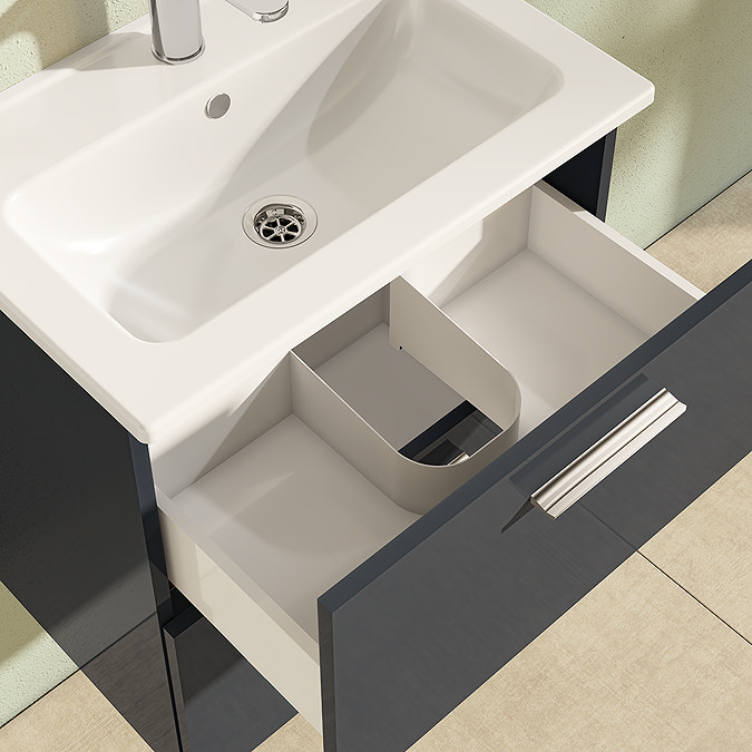 VitrA Evi Complete Bathroom Suite (BTW Close Coupled Toilet + 600mm Anthracite Vanity Unit)