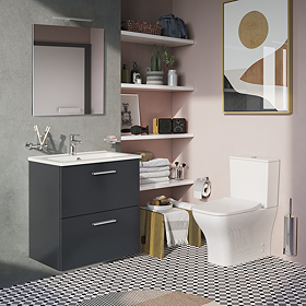 VitrA Evi Complete Bathroom Suite (BTW Close Coupled Toilet + 600mm Anthracite Vanity Unit)