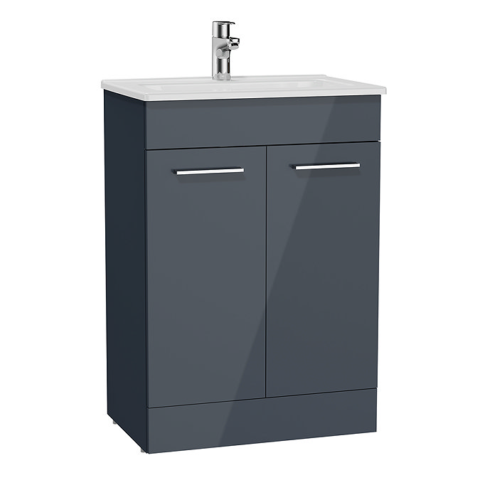 VitrA Evi Gloss Anthracite 600mm Floor Standing 2-Door Vanity Unit