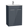 VitrA Evi Gloss Anthracite 600mm Floor Standing 2-Door Vanity Unit