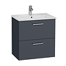 VitrA Evi Gloss Anthracite 600mm Wall Hung 2-Drawer Vanity Unit