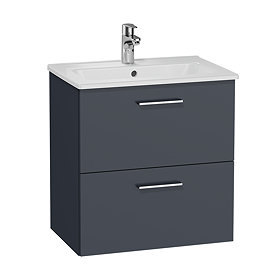 VitrA Evi Gloss Anthracite 600mm Wall Hung 2-Drawer Vanity Unit