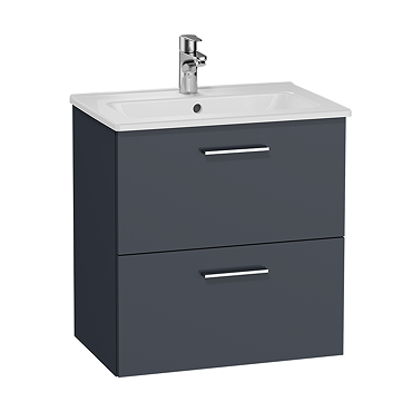 VitrA Evi Gloss Anthracite 600mm Wall Hung 2-Drawer Vanity Unit