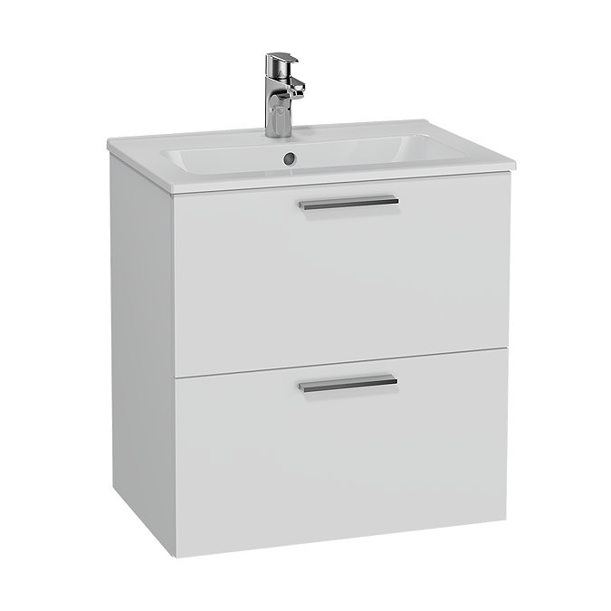 VitrA Ava Gloss White 600mm Wall Hung 2-Drawer Vanity Unit