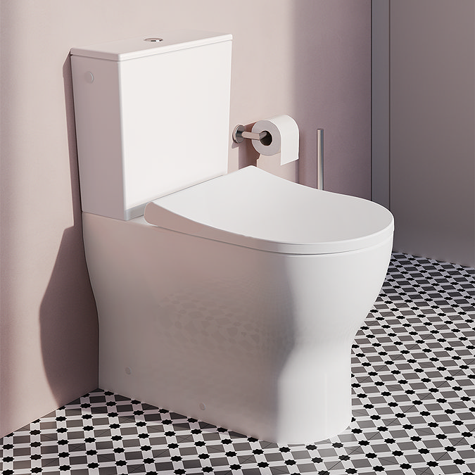 VitrA Evi Round Rimless Close Coupled Toilet - Back-to-Wall with Soft-Close Seat