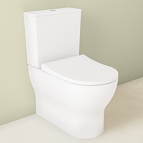 VitrA Evi Round Rimless Close Coupled Toilet - Back-to-Wall with Soft-Close Seat