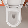 VitrA Evi Round Rimless Close Coupled Toilet - Open Back with Soft-Close Seat