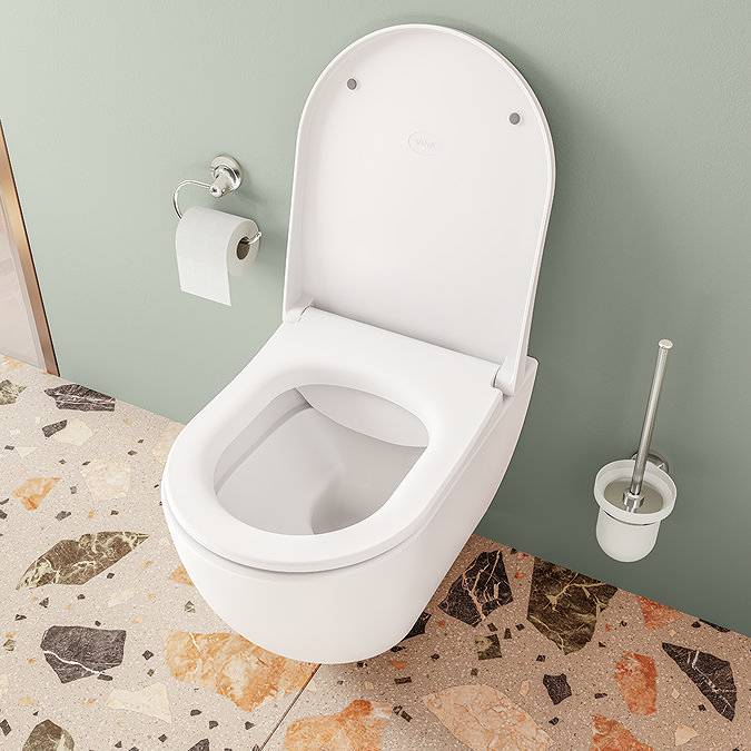 VitrA Evi Round Wall Hung Rimless Toilet with Soft-Close Seat