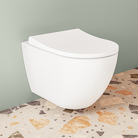 VitrA Evi Round Wall Hung Rimless Toilet with Soft-Close Seat