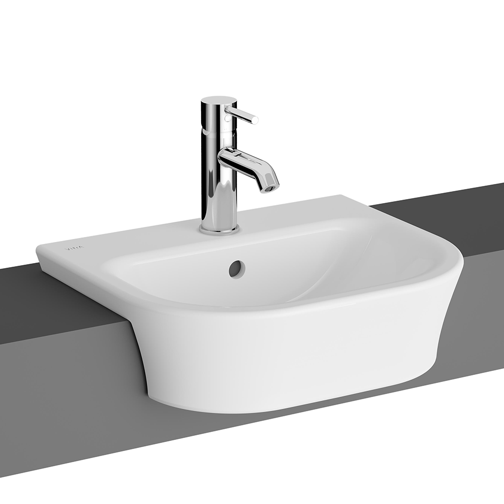 VitrA Evi Semi Recessed 450mm Compact Washbasin - 1 Tap Hole