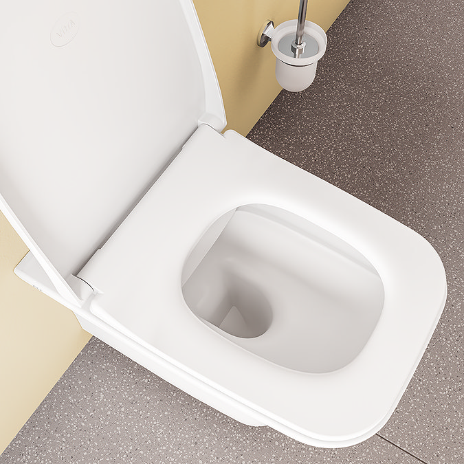 VitrA Evi Square Wall Hung Rimless Toilet with Soft-Close Seat