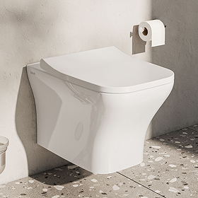 VitrA Evi Square Wall Hung Rimless Toilet with Soft-Close Seat