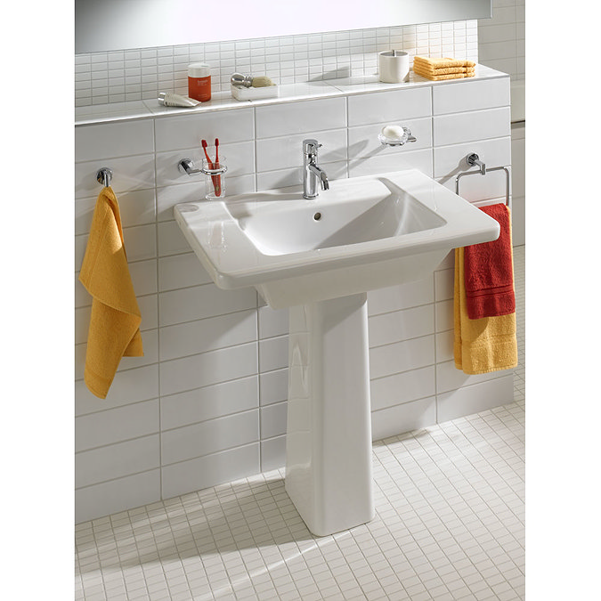 Vitra - Form 300 Basin and Pedestal - 1 Tap Hole - 3 Size Options Profile Large Image