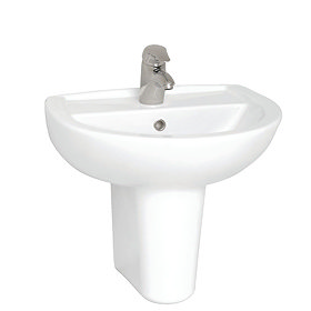 VitrA - Layton Basin and Half Pedestal - 1 Tap Hole - 3 Size Options Large Image