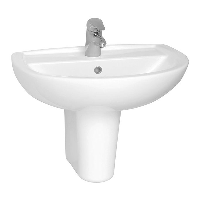 Vitra - Layton Basin and Half Pedestal - 2 Tap Hole - 3 Size Options Large Image