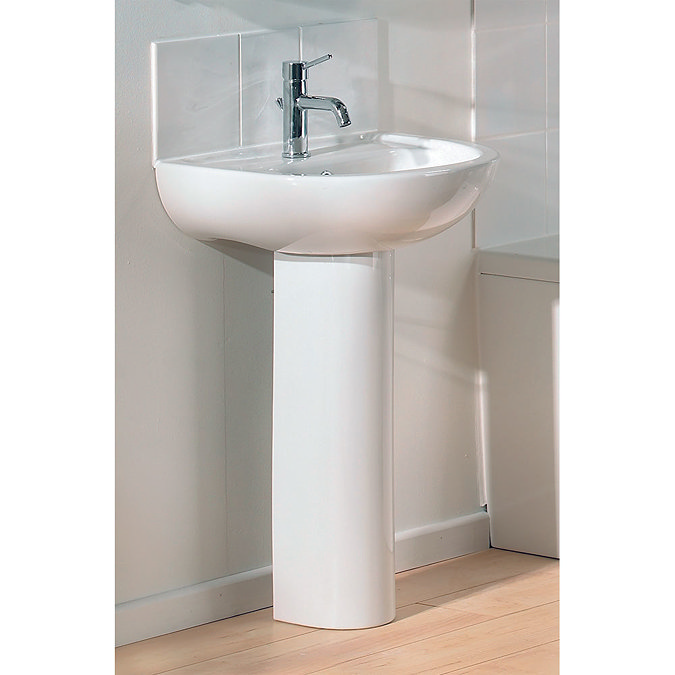 Vitra - Layton Basin and Pedestal - 1 Tap Hole - 3 Size Options Profile Large Image