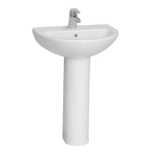 Vitra - Layton Basin and Pedestal - 2 Tap Hole - 3 Size Options Large Image