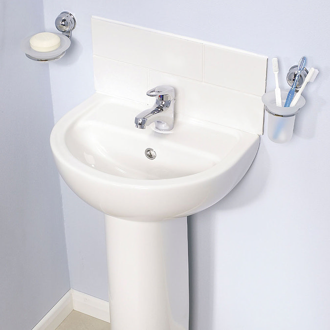 VitrA - Layton Cloakroom Basin and Pedestal - 1 Tap Hole - 2 Size Options  Profile Large Image