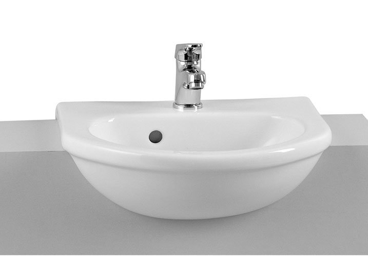 Vitra - Layton Cloakroom Semi-Recessed Basin - 1 Tap Hole Large Image