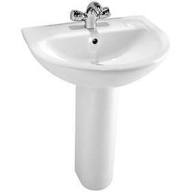 VitrA - Milton 57cm Basin and Pedestal - 2 Tap Hole Large Image