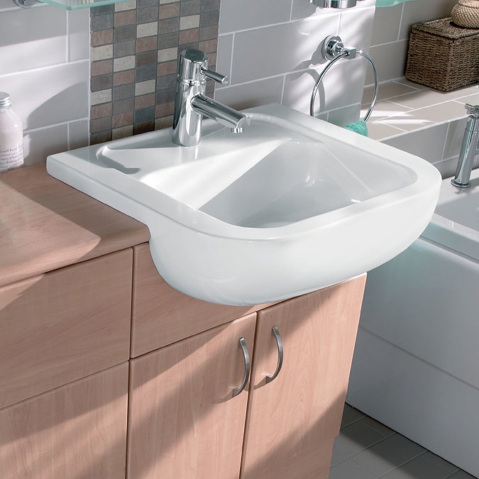 Vitra - Retro 55cm Semi-Recessed Basin - 1 Tap Hole Profile Large Image