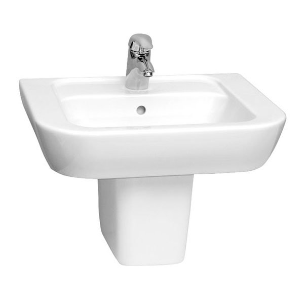 Vitra - Retro Basin and Half Pedestal - 1 Tap Hole - 3 Size Options Large Image