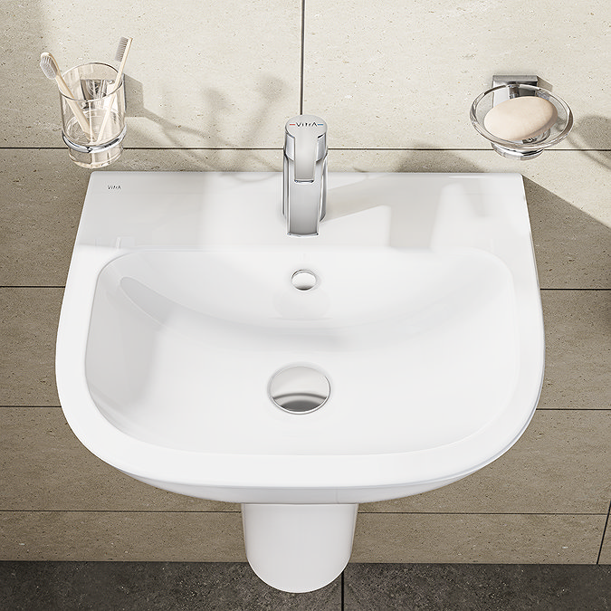 VitrA S20 4-Piece Bathroom Suite (BTW Close Coupled Toilet + 450mm Semi Pedestal Basin)