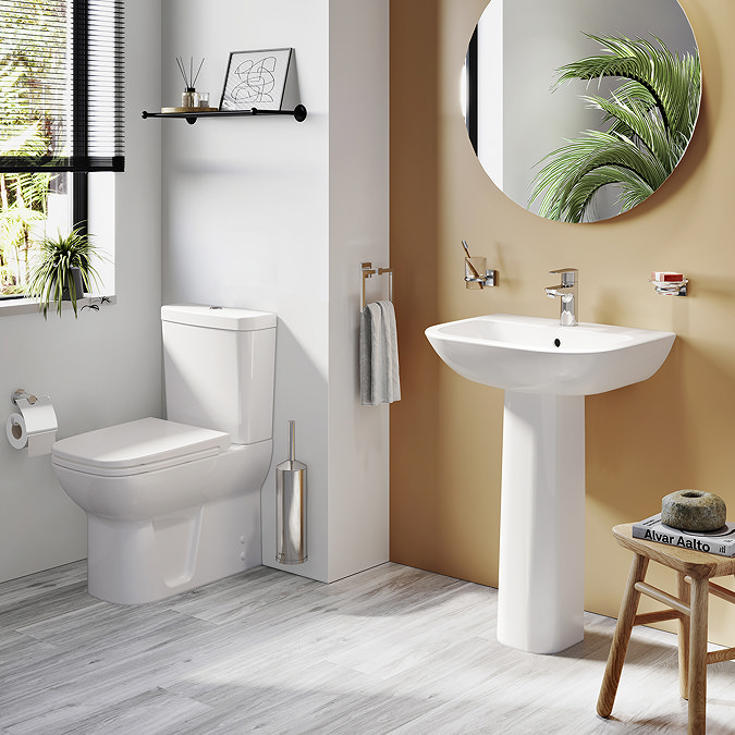 VitrA S20 4-Piece Bathroom Suite (BTW Close Coupled Toilet + 500mm Full Pedestal Basin)