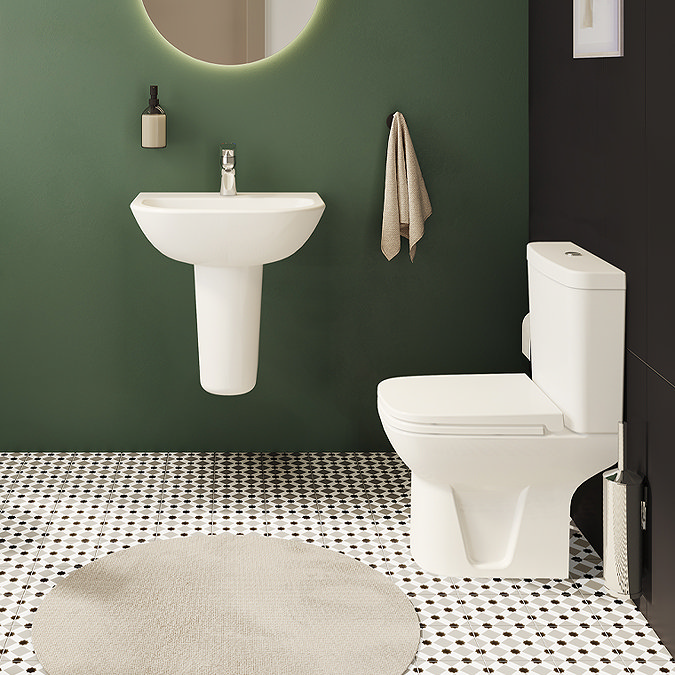 VitrA S20 4-Piece Bathroom Suite (Close Coupled Toilet + 450mm Semi Pedestal Basin)