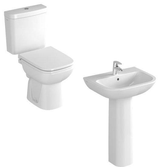 Vitra - S20 Model 4 Piece Suite - Open Back CC Toilet & 60cm Basin - 1 or 2 Tap Holes Large Image