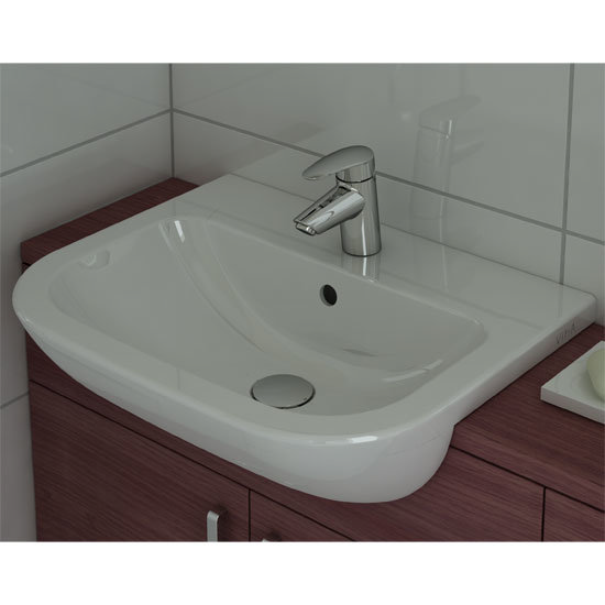 Vitra - S20 Model 55cm Semi-Recessed Wash Basins - 1 or 2 Tap Hole Feature Large Image