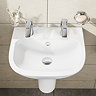 VitrA S20 Wall Mounted Basin and Half Pedestal - 2 Tap Hole