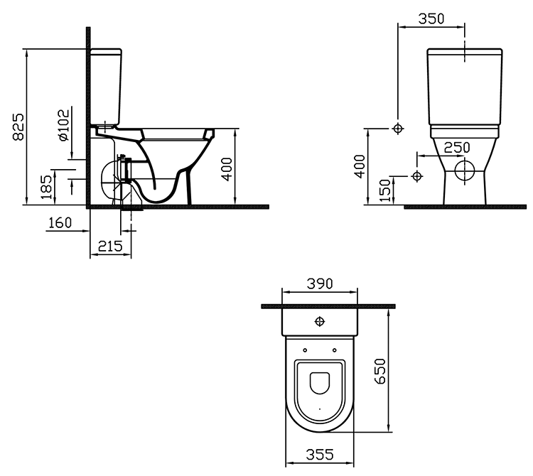 VitrA S50 4-Piece Bathroom Suite (BTW Close Coupled Toilet + 550mm Full Pedestal Basin)