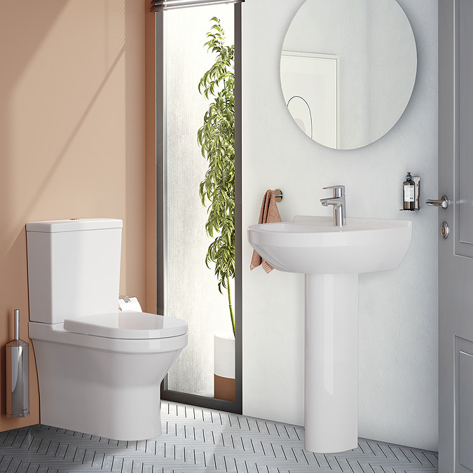 VitrA S50 4-Piece Bathroom Suite (BTW Close Coupled Toilet + 550mm Full Pedestal Basin)