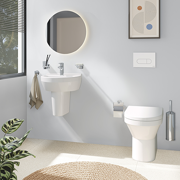 VitrA S50 4-Piece Bathroom Suite (BTW Toilet + 450mm Semi Pedestal Basin)