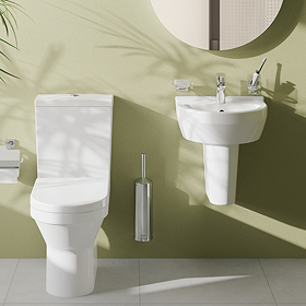 VitrA S50 4-Piece Bathroom Suite (Close Coupled Toilet + 450mm Semi Pedestal Basin)