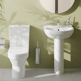 VitrA S50 4-Piece Bathroom Suite (Close Coupled Toilet + 550mm Full Pedestal Basin)