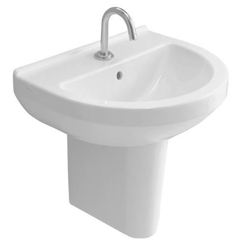 VitrA S50 45cm Round Cloakroom Basin and Half Pedestal 1 Tap Hole