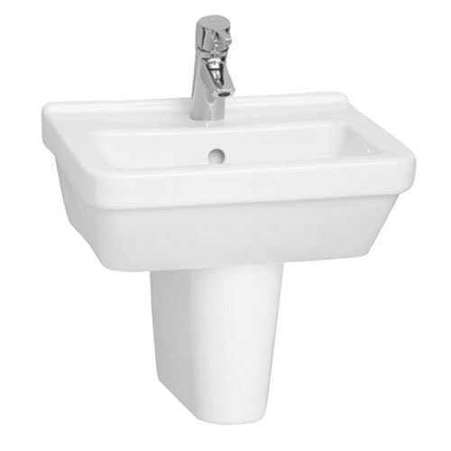 Vitra - S50 45cm Square Cloakroom Basin and Half Pedestal - 1 Tap Hole Large Image