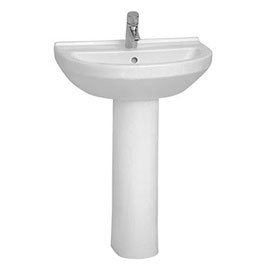Vitra - S50 Round Washbasin & Pedestal - 1 Tap Hole - 4 Size Options Medium Image
