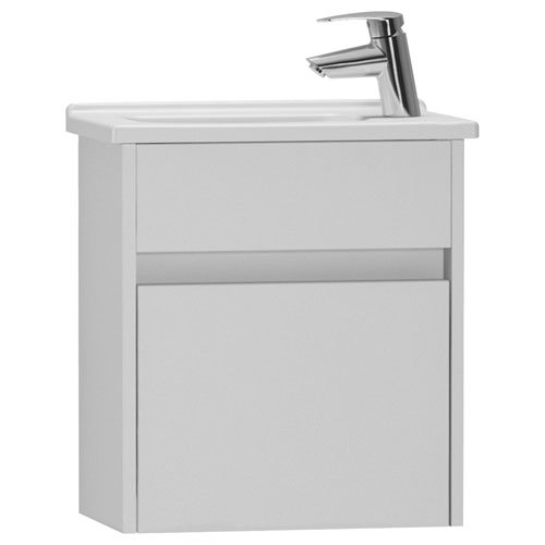 Vitra - S50 Compact Single Door Vanity Unit and Basin - Gloss White - 2 Size Options Large Image