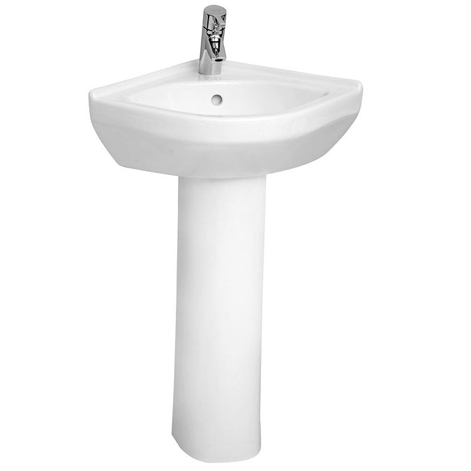 VitrA - S50 Round Corner Basin and Pedestal - 1 Tap Hole  Profile Large Image