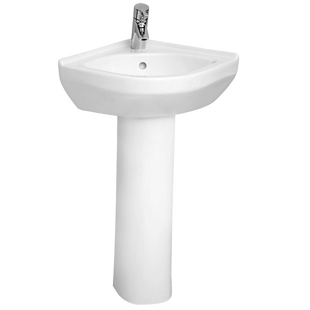 VitrA S50 Round Corner Basin and Pedestal 1 Tap Hole 53066936 at