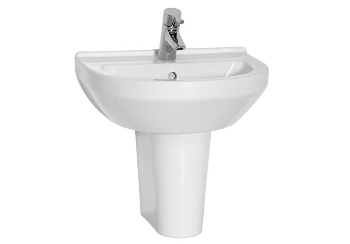 Vitra - S50 Round Washbasin & Half Pedestal - 1 Tap Hole - 4 Size Options Large Image