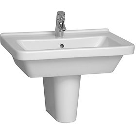 Vitra - S50 Square Washbasin & Half Pedestal - 1 Tap Hole - 5 x Size Options Large Image