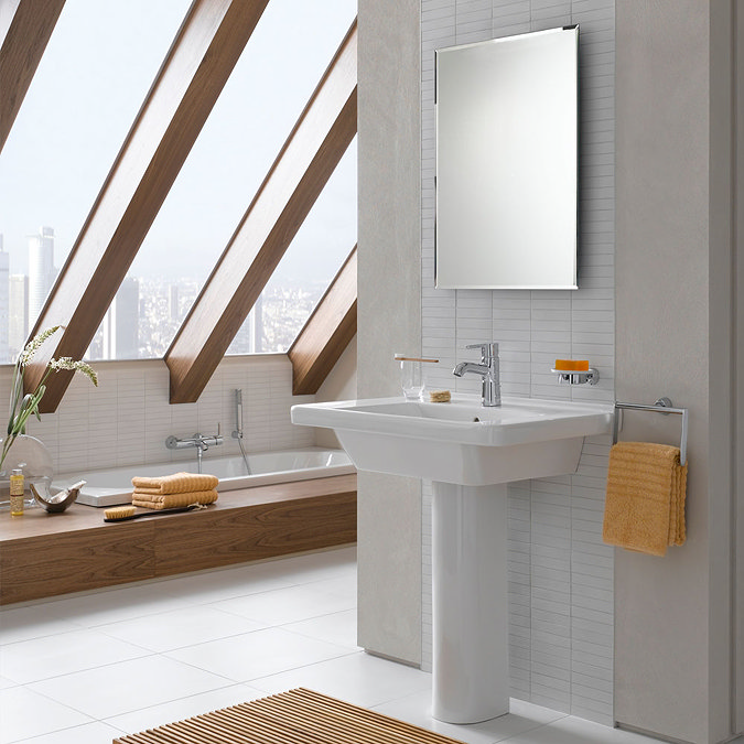 VitrA - S50 Square Washbasin & Pedestal - 1 Tap Hole - Various Size Options  Feature Large Image