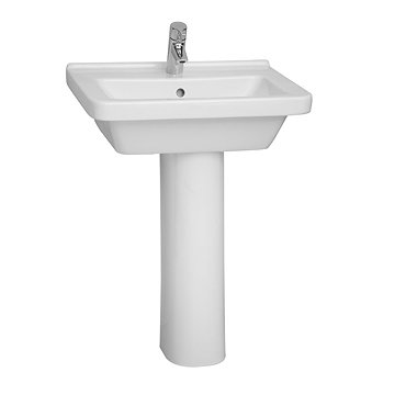 VitrA - S50 Square Washbasin & Pedestal - 1 Tap Hole - Various Size Options  Feature Large Image