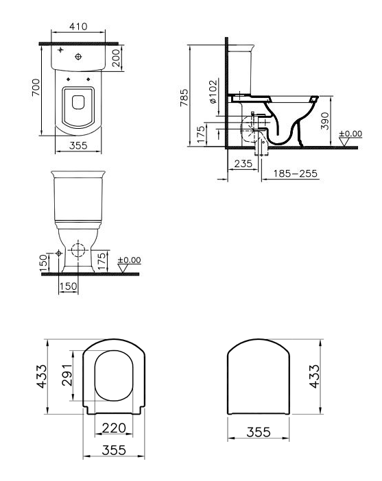 Vitra Serenada Close Coupled Toilet + Soft Close Seat