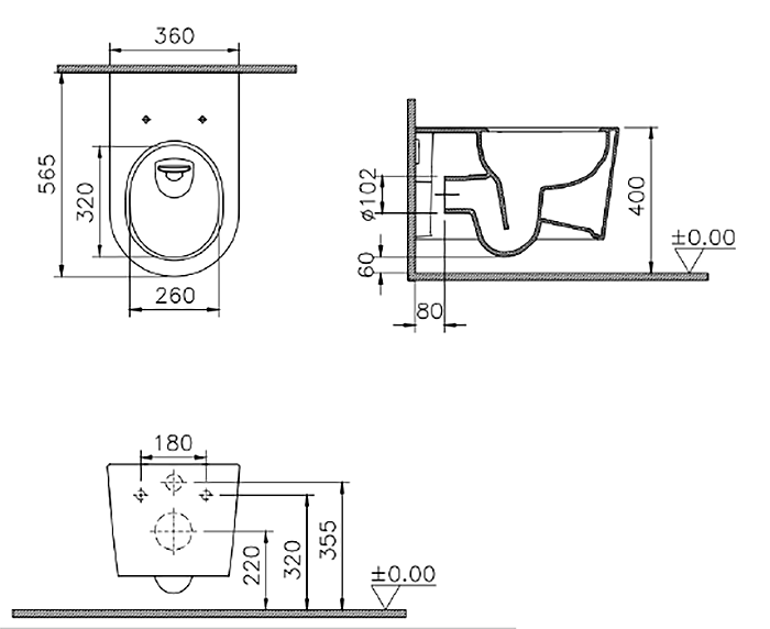 VitrA QuantumFlush Rimless Wall Hung Toilet + Soft Close Seat